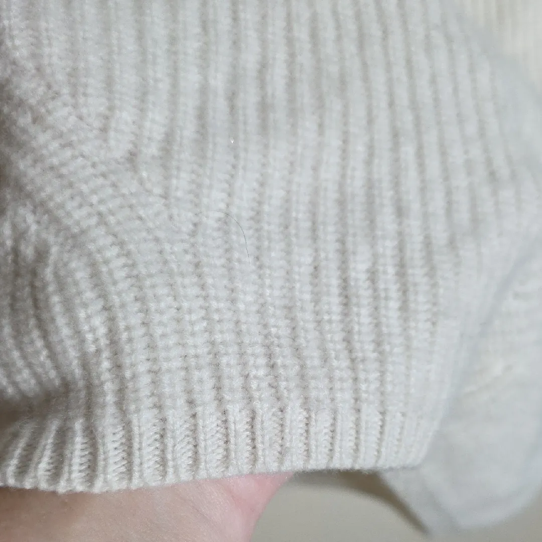 C by Bloomingdale's Cashmere Sleeveless Sweater Vest Ribbed Mock Neck Ivory XS White - Image 6