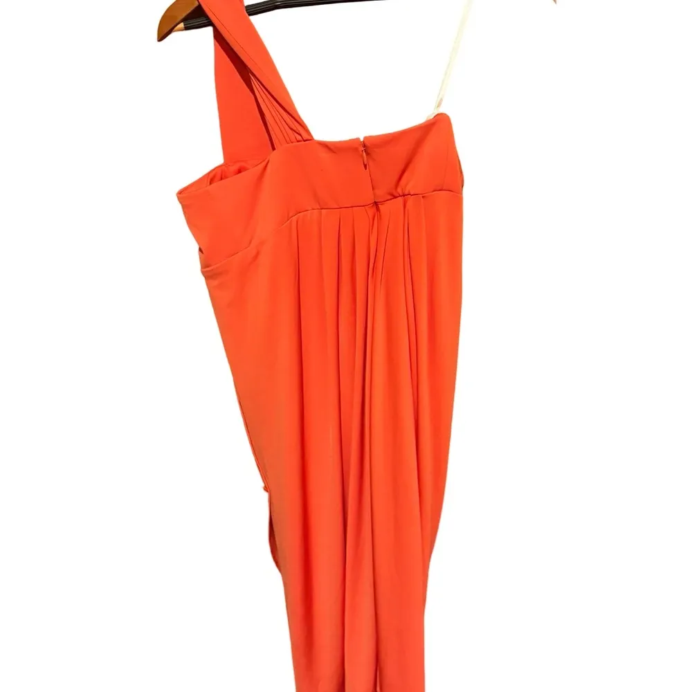 Boston Proper Orange One Shoulder Dress - Image 3