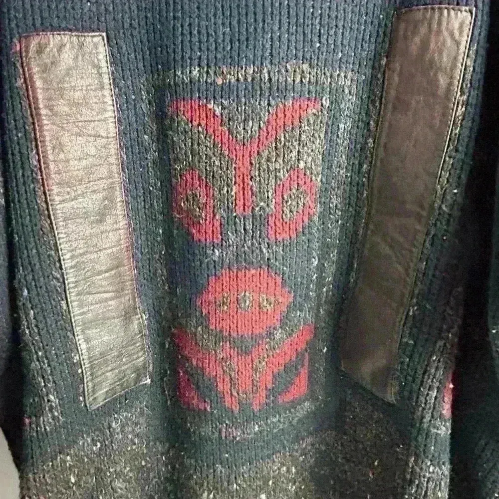 Feldini Vintage Geometric Knit Sweater Unisex Multicolor Pullover Black Size undefined - Image 4