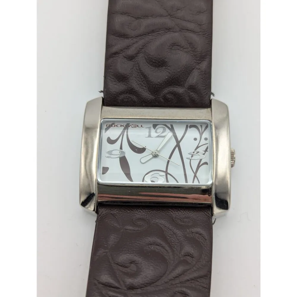 Rockwell Vanessa Leather Watch Embossed Brown Tan Womens Jewelry Wristwatch - Image 4