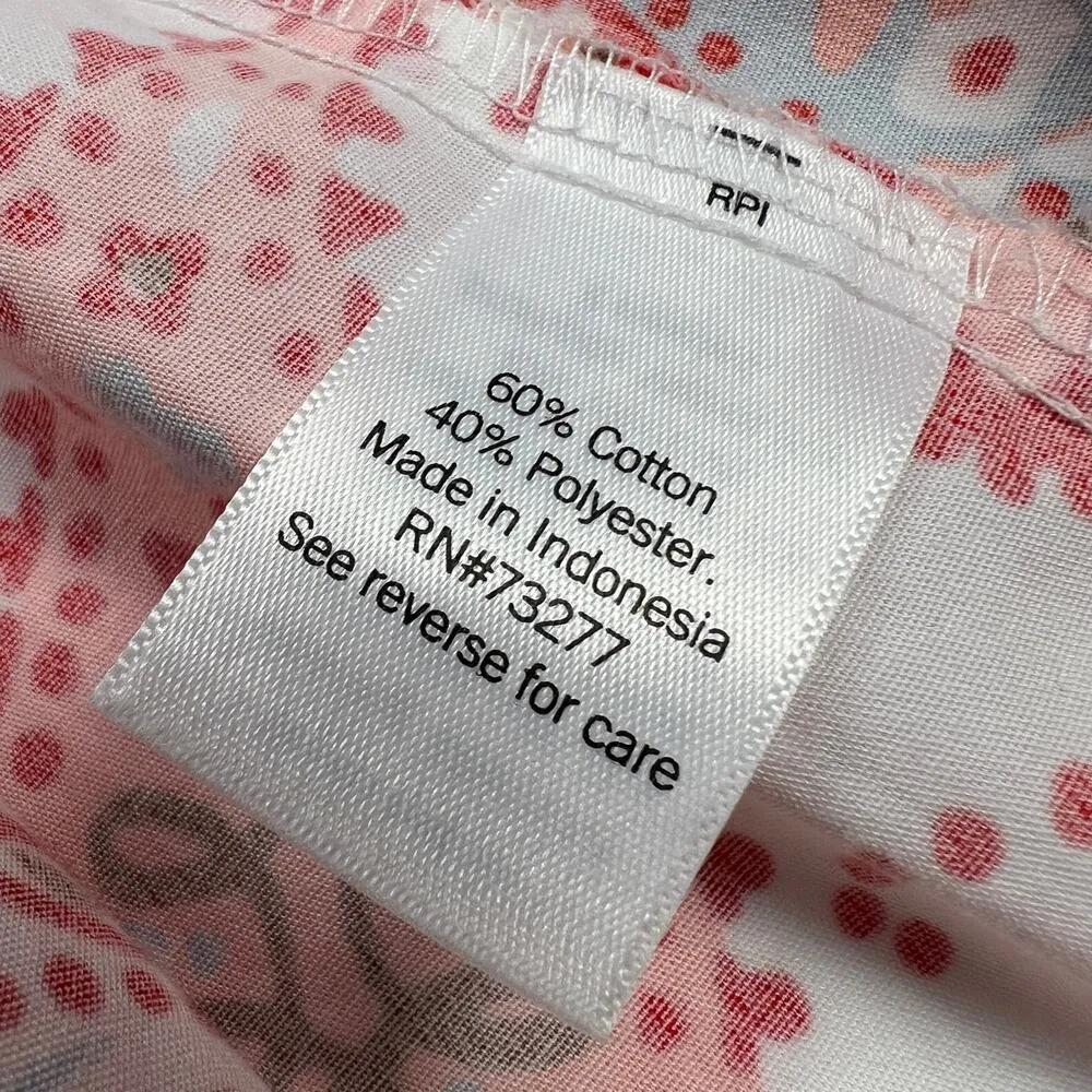 Croft & Barrow Split Neck Shirt Dress Integrated Belt Red Orange Paisley Size XL - Image 15