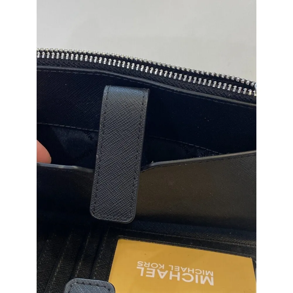 Michael Michael Kors Jet Set Travel Black Double Zip Leather Wristlet NEW $228 - Image 9