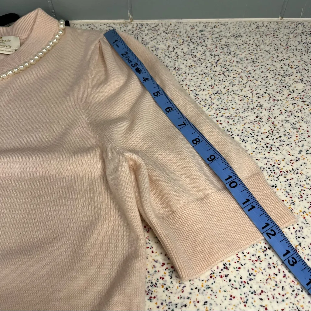 Kate Spade Pearl Neckline Tie Back Sweater Women’s M Old Money Preppy Pale Pink - Image 8