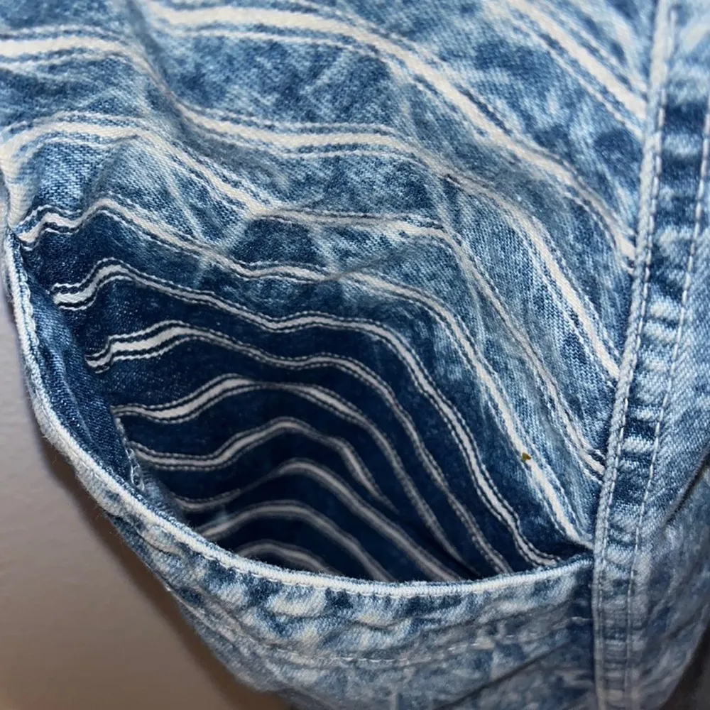 80s Vtg Womens Denim Dress Size 8 Acid Wash Full Snap Front Half Sleeve 90s - Image 7