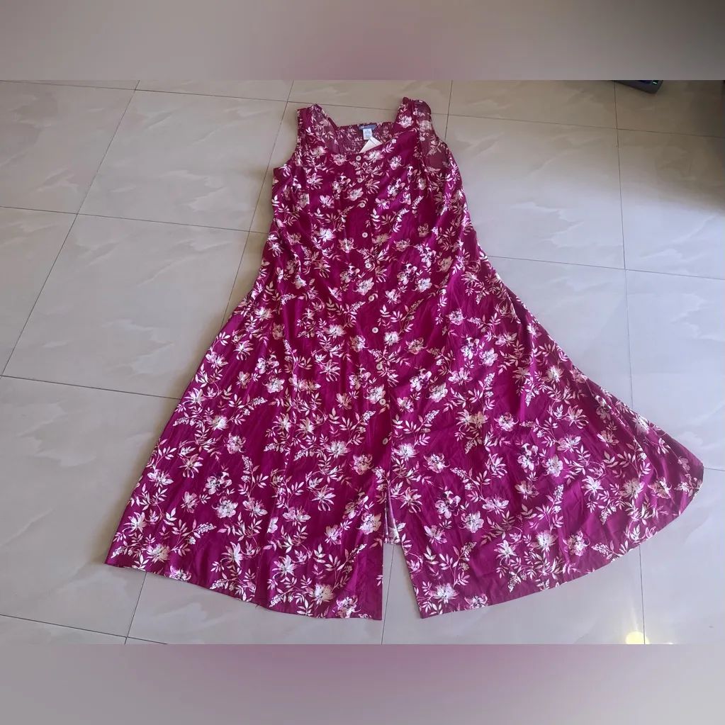 Koret pink Floral Sleeveless Maxi Button Front Dress 2X Plus summer lightweight White - Image 15