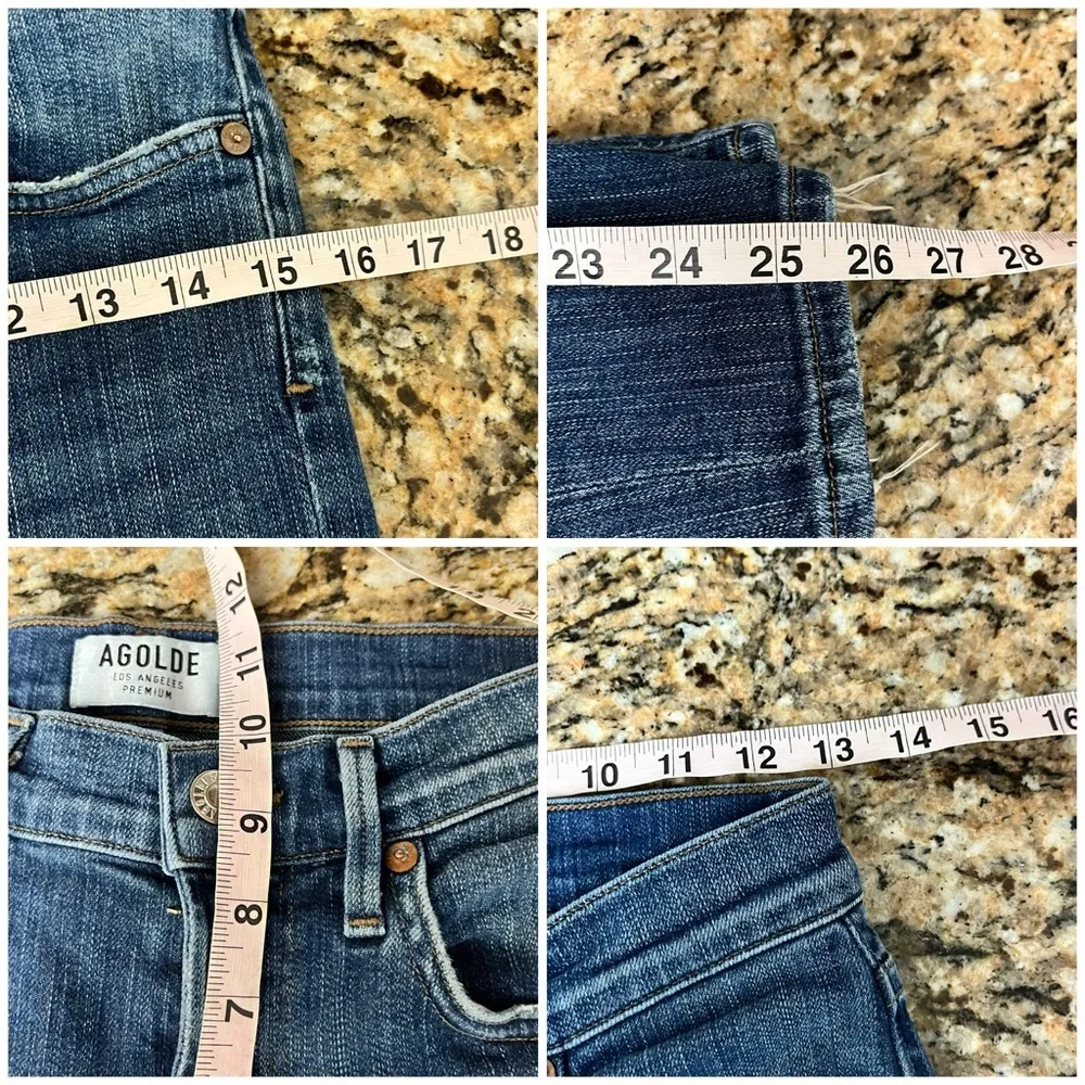 Agolde Sophie Crop Destroyed Dark Wash Skinny Ankle Jeans 25 Womens Classic - Image 4