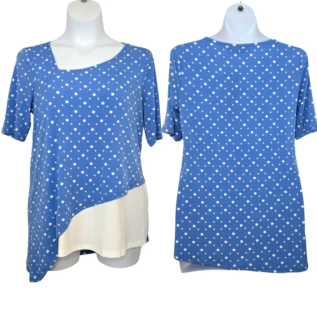 Nina Leonard Elbow Sleeve Angled Top Size M NWT Polka Dot - Image 2