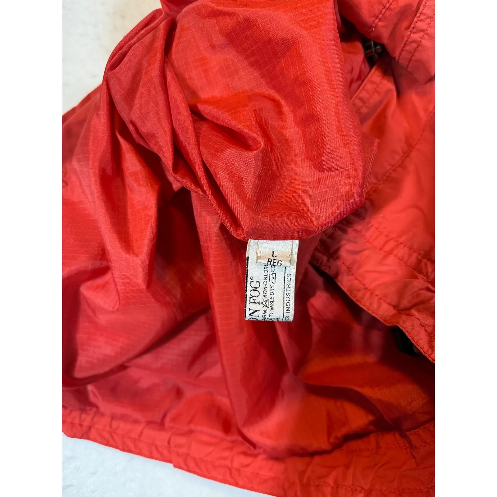 London Fog Red Hooded Anorak Jacket Womens L Lightweight Drawstring Casual - Image 3