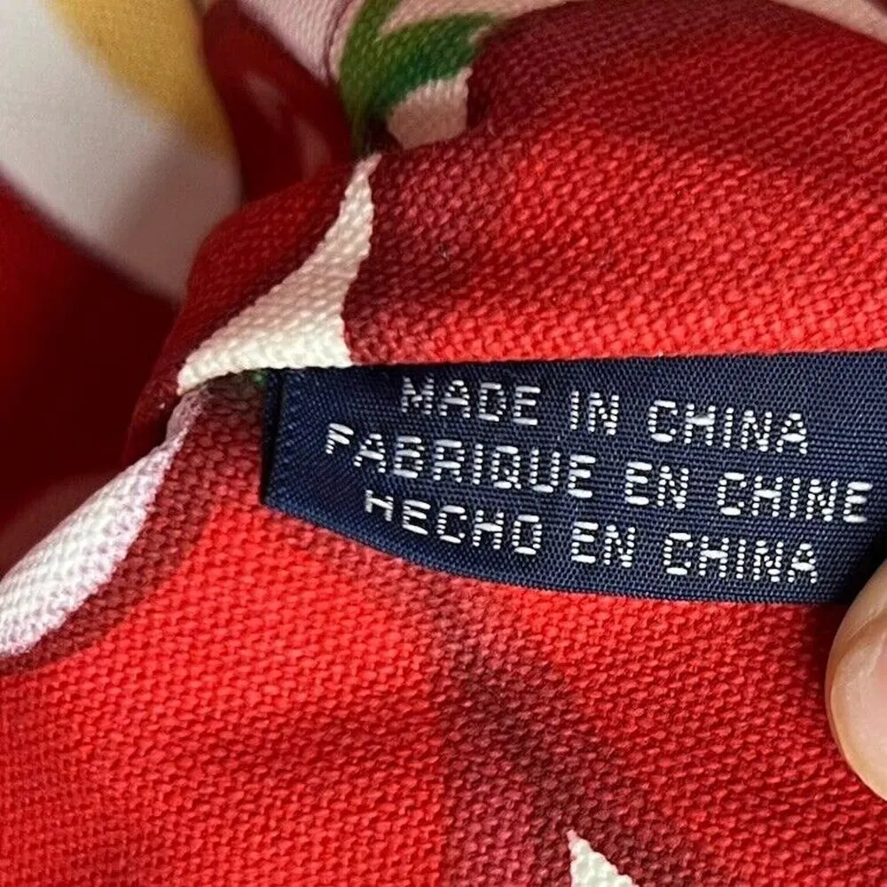 Tommy Hilfiger Apple Fabric Logo Tote Bag Coin Purse Keychain Red White Blue 9” - Image 15