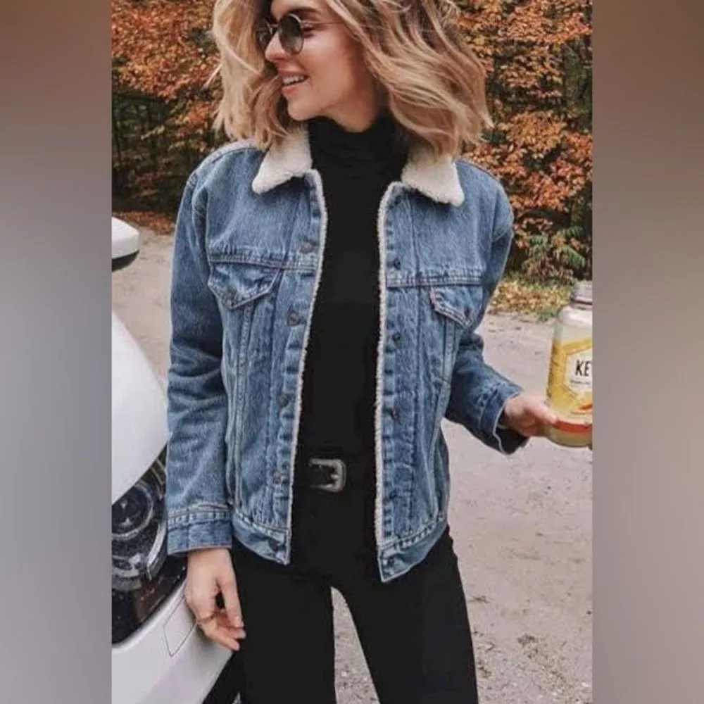 Levi’s Trucker Denim Jean Jacket Sherpa Lined Faded Distressed Grunge 90s Y2K - Image 7