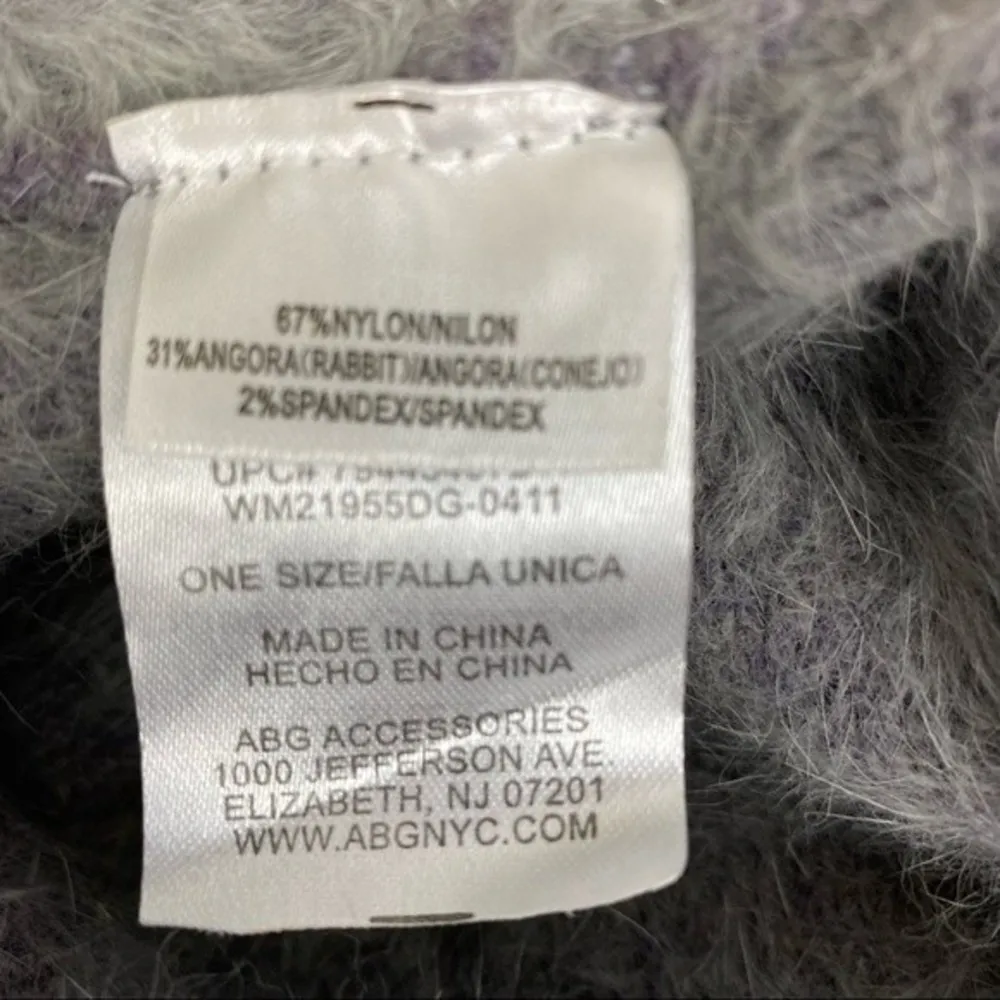 Angora Blend Animal Print Black & Gray Soft French Beret Style Hat OS - Image 4