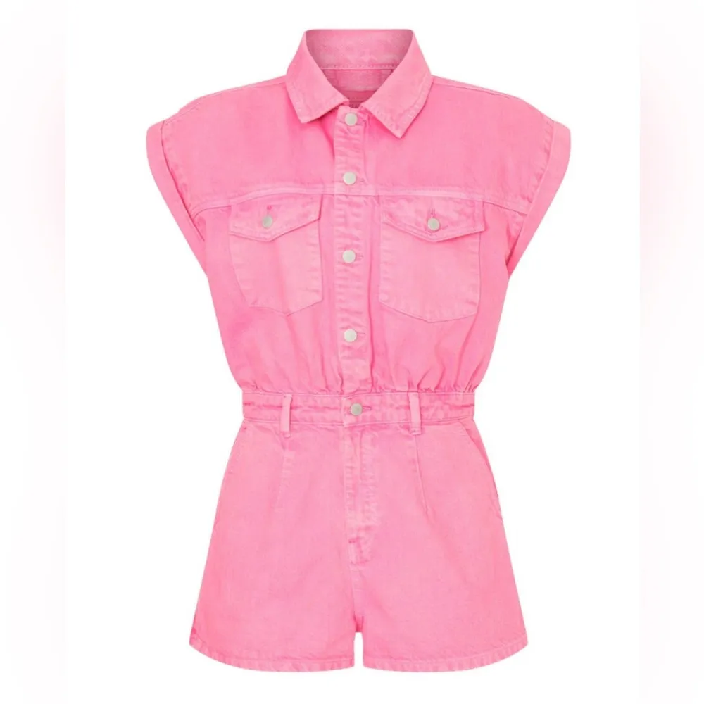 Pink Shadow Romper Sleeveless Retro Mechanic Boilersuit Moto Barbie L - Image 4