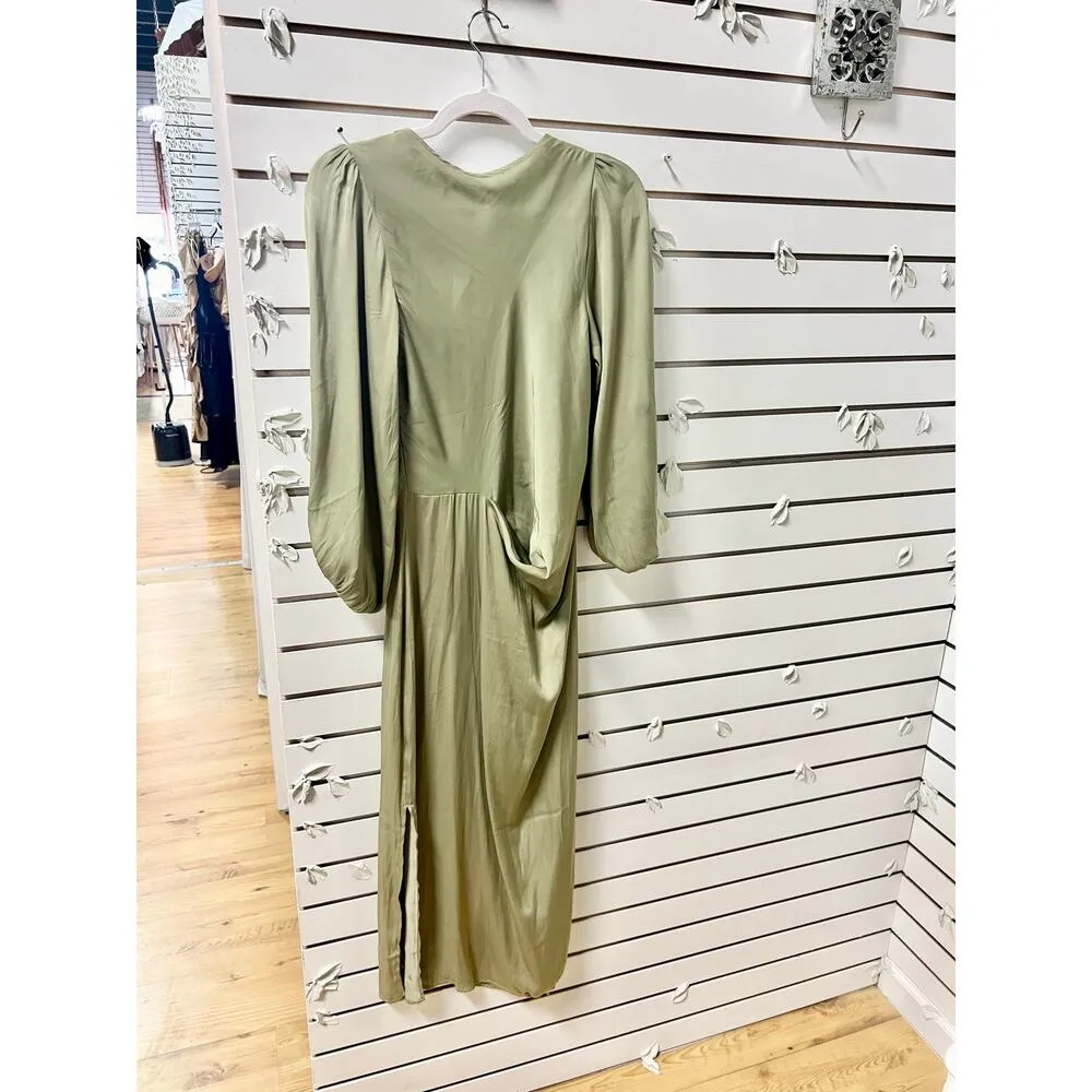 Petal & Pup 3/4 Sleeve V-Neck Yonder Slit Maxi Dress Olive Women's Size US 2 - Image 8