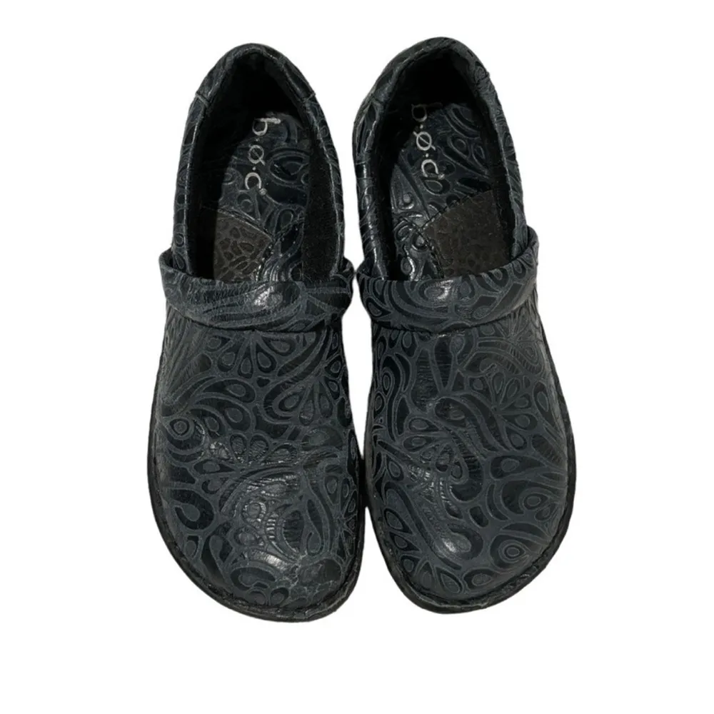 BOC Peggy Black gray Tooled Embossed Leather Clog size 7 - Image 2