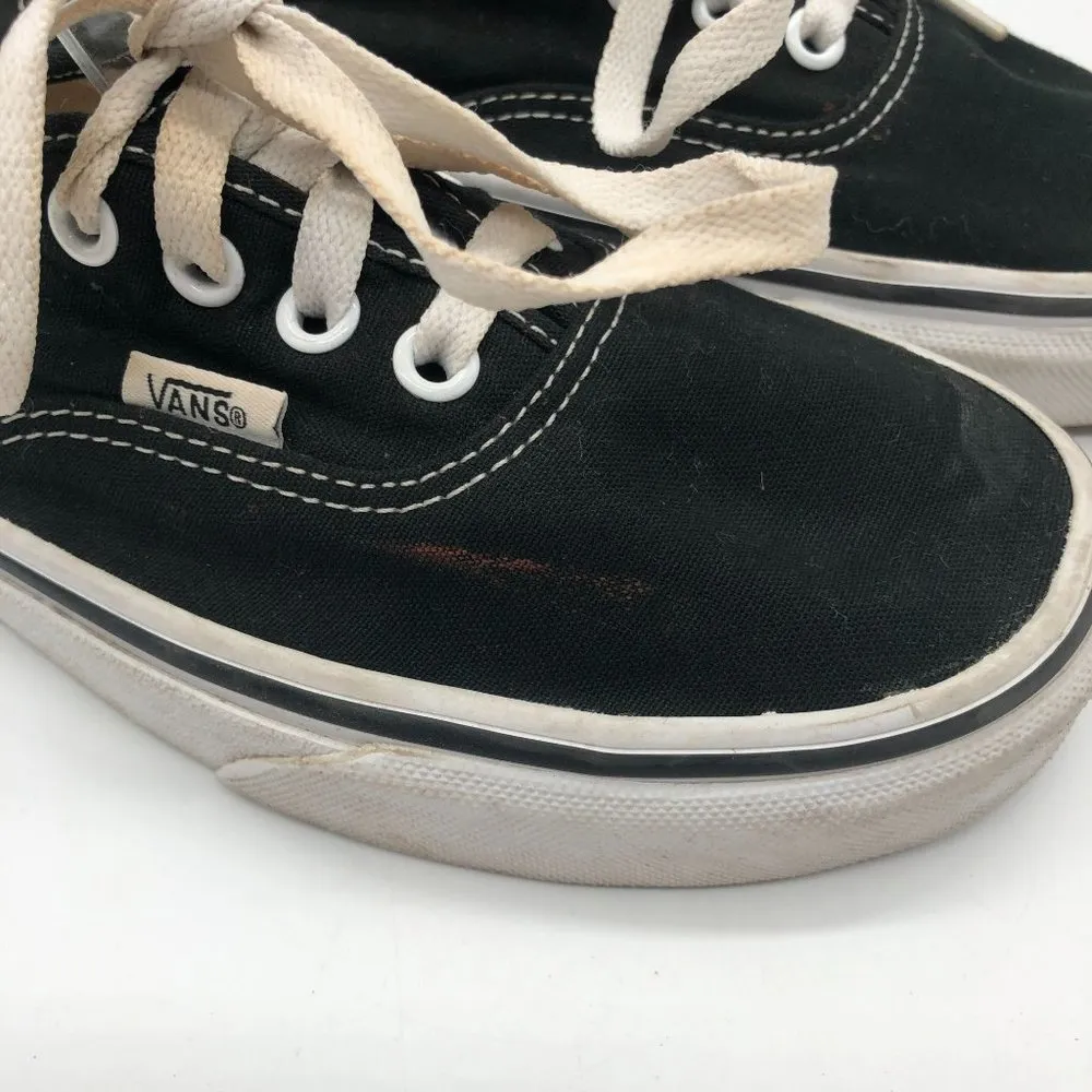 Vans Black Canvas Unisex Shoes Sneakers Lace Up Mens 6 Womens 7.5 - Image 2