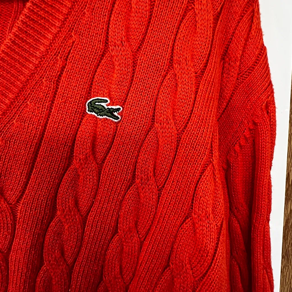 Lacoste Women's Vibrant orange V-Neck Sweater - Image 5