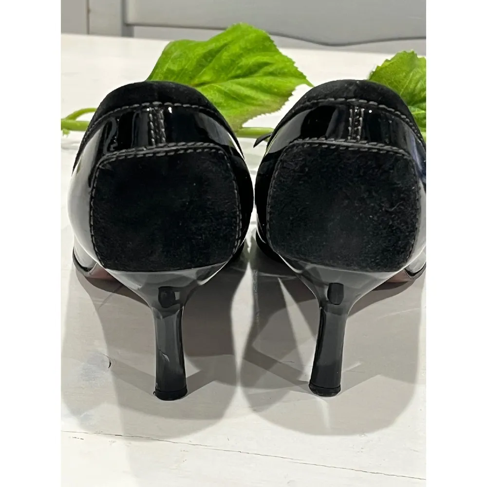 Tod's Black Patent Leather Pointed Toe Pumps Heels Fringe Detail‎ Size 8 - Image 4