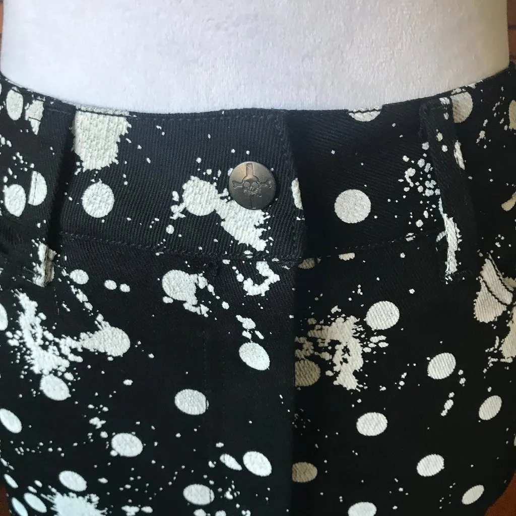 Vintage Lip Service Polka Splatz Punk Goth Pencil Knee Length Skirt XS - Image 2