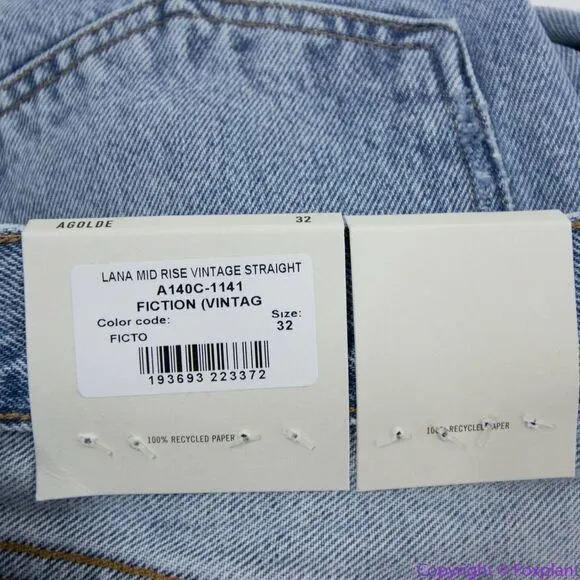 NEW‎ Agolde LANA MID RISE FULL LENGTH STRAIGHT IN FICTION, 32 - Image 16