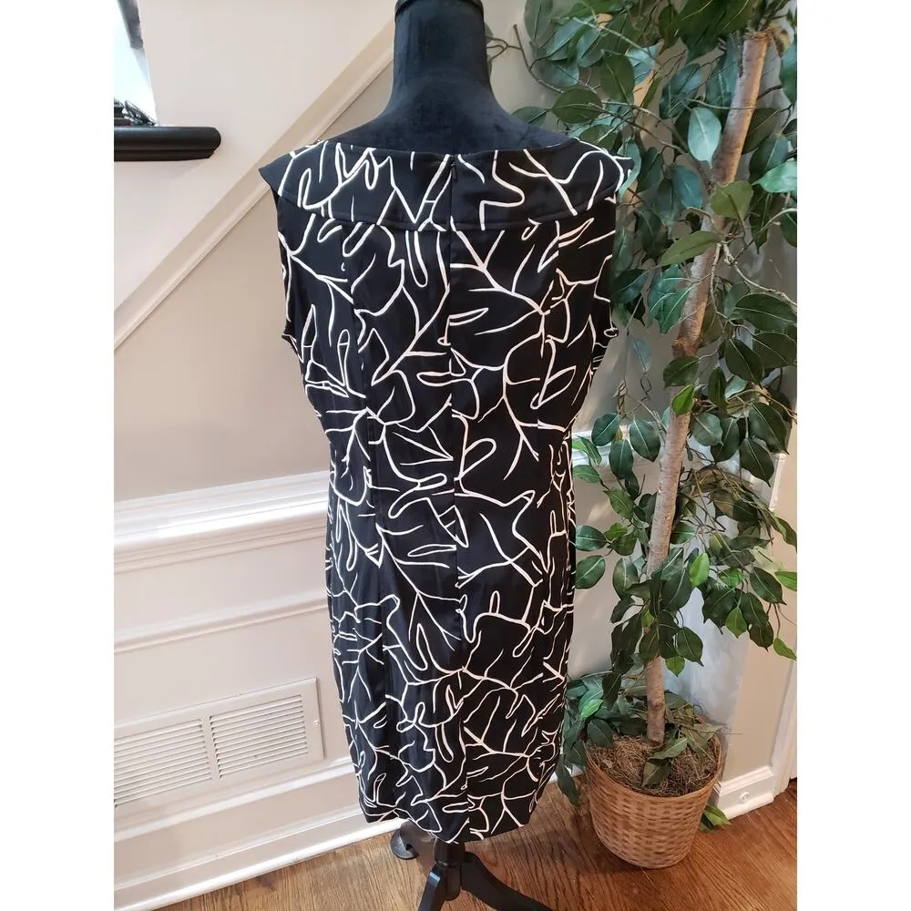 AGB Sheath Dress Women Size 16 Black & White Prada Boat Neck Sleeveless Pullover - Image 4