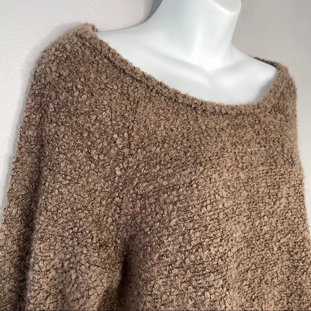 A’REVE Brown Ivory Lace Fuzzy Sweater Size L - Image 3