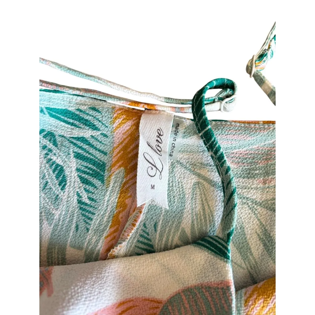 L Love Women's Women's Thin Strap Floral Ruffle Top White Size M - Image 5