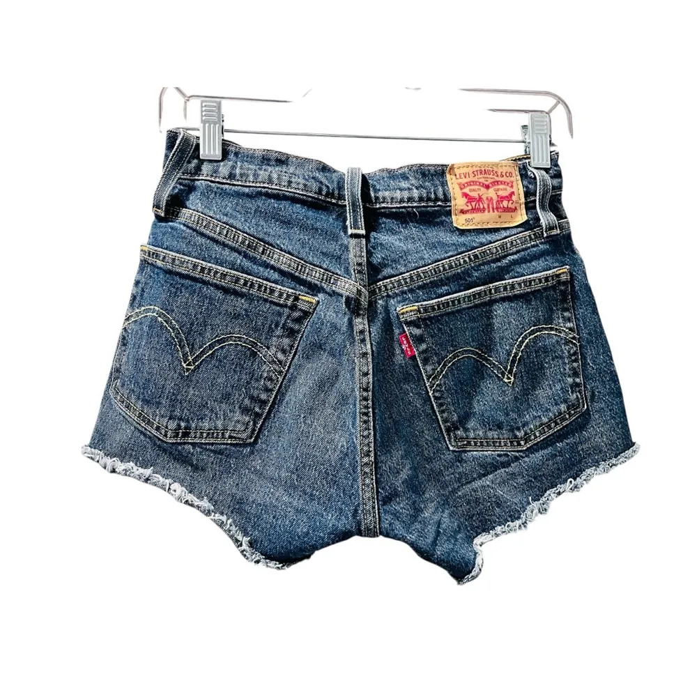 Levi Strauss 501 Cut Off Button Fly Denim Jean Shorts Waist 25" Women's Blue - Image 5