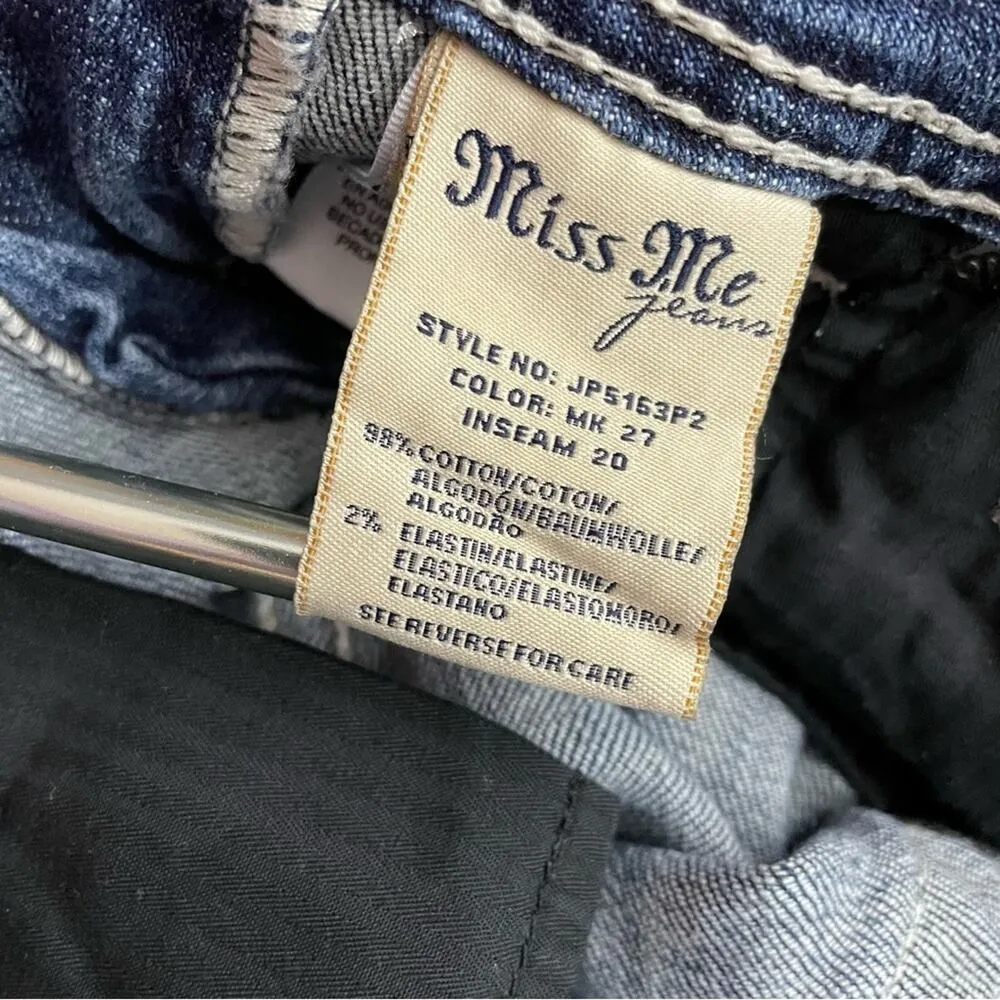 Angel Wing Rhinestone Western Cropped Capri Distressed Stretch Jeans 26 - Image 15