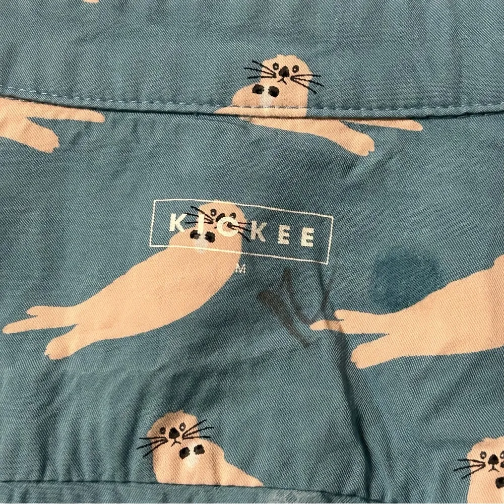 Kickee Bamboo Collared Sleep Shirt Blue Size M - Image 4