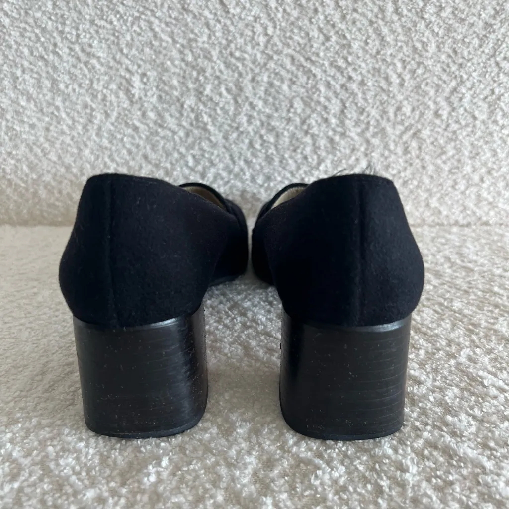 Salvatore Ferragamo Women’s Heeled Black‎ Suede Loafers Gancini Buckle Size 8 - Image 2