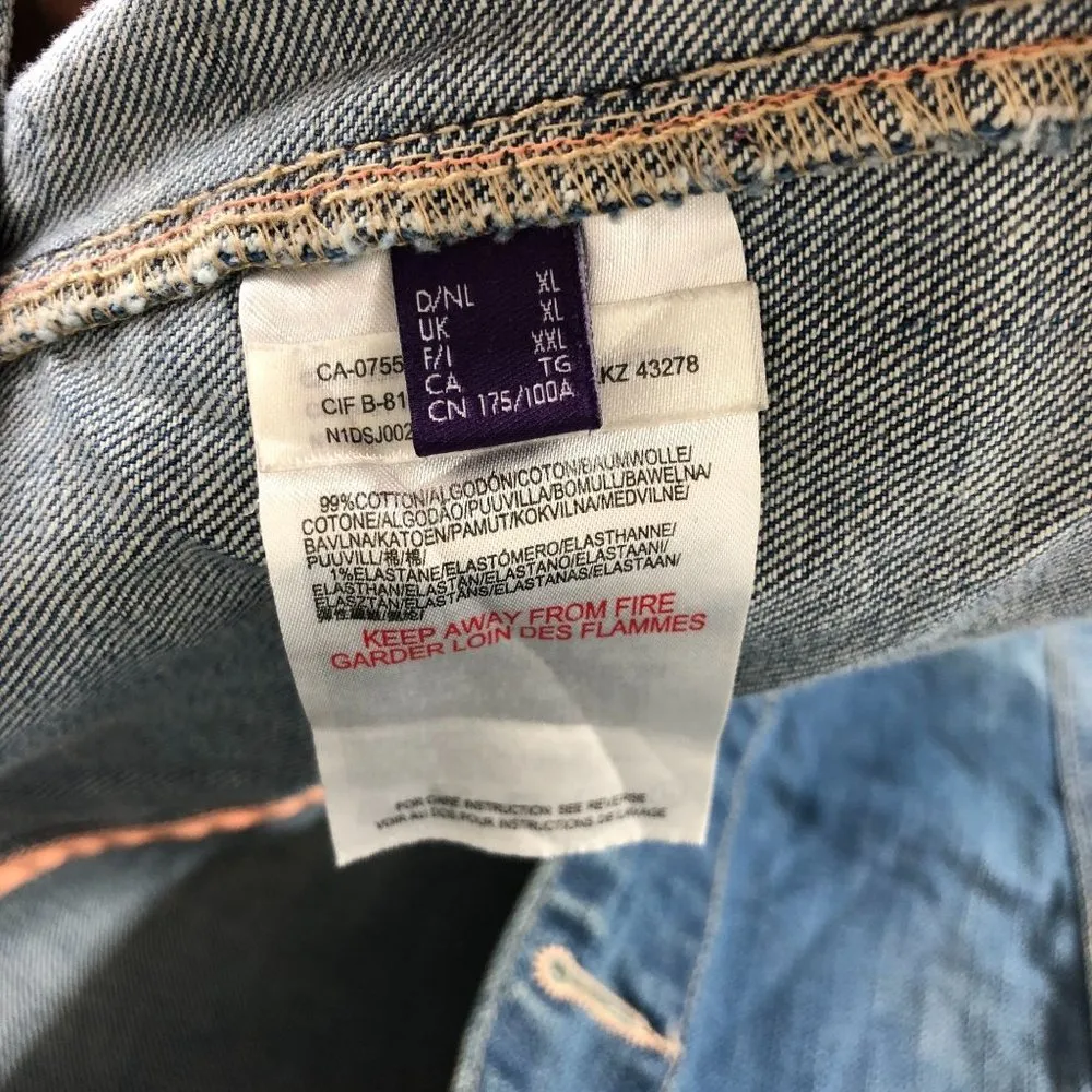 Mexx Jeans Womens Denim Jacket Retro Trucker Medium Wash Fading Stretch XL Blue - Image 5