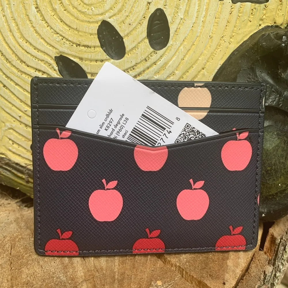 Kate Spade Authentic  Leather apple print card case holder - Image 2
