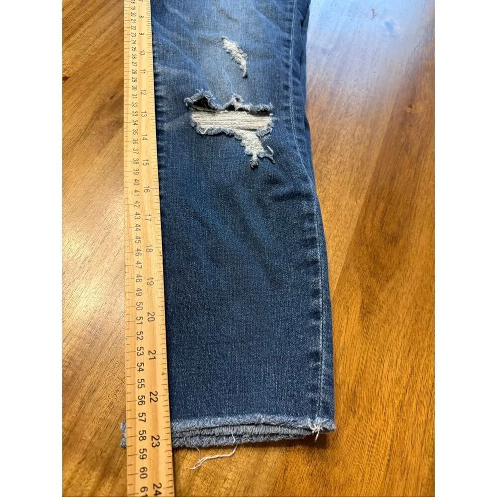 Abercrombie & Fitch Ankle Jeans Harper 4S 27 Distressed Medium Dark Wash Raw Hem - Image 8