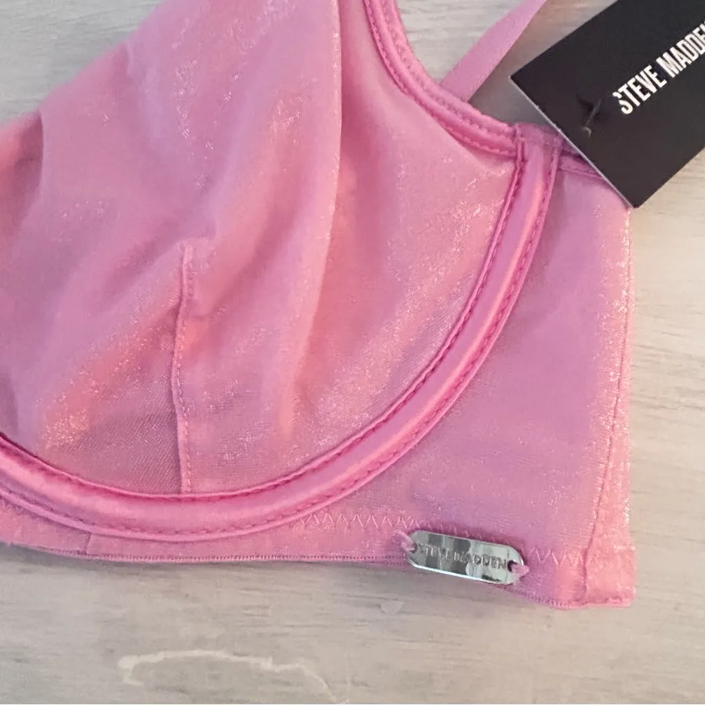 unlined underwire bra pink shiny  shimmery size 36B NWT - Image 4