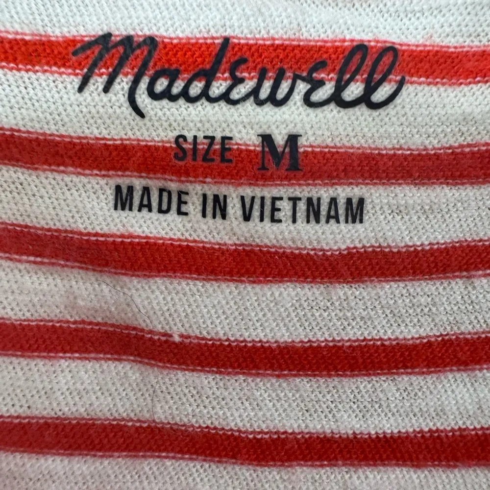 Madewell Red & White Striped Crew Neck Sleeveless Tank Top - Image 4