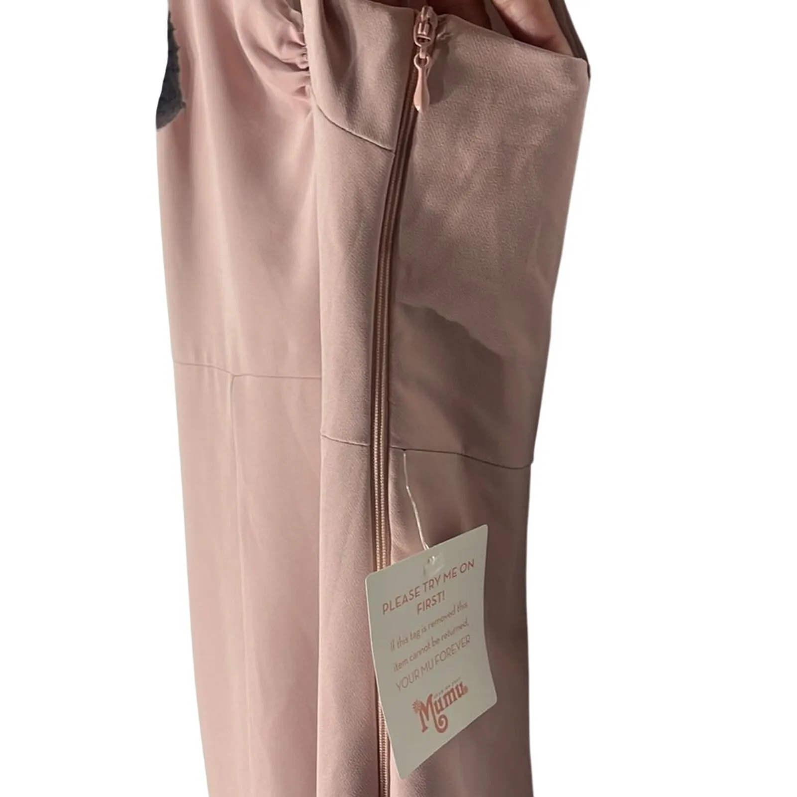 NWT Show Me Your Mumu Rose Crepe Mermaid Barcelona Ruffle Gown High Low Medium - Image 6