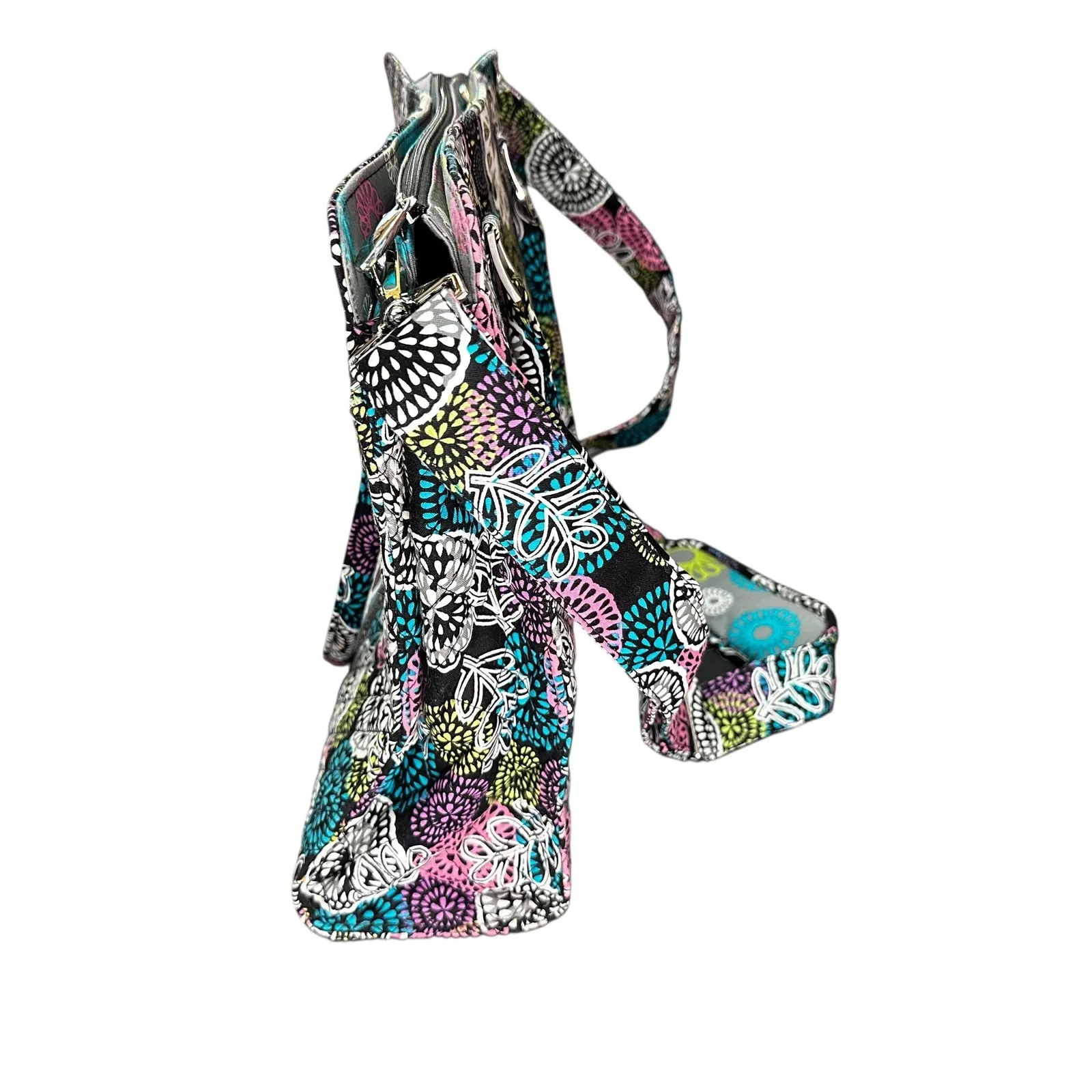 Marie Lifestyle Collection Laptop Bag Shoulder Bag Colorful Floral Print Black - Image 3