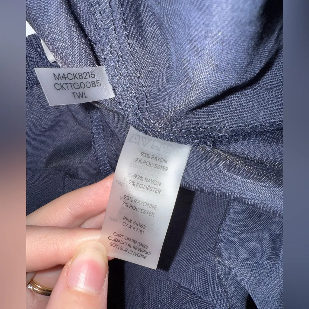 Calvin Klein Straight Leg Navy Blue Elastic Waist Pants Work Pants Size Large - Image 7