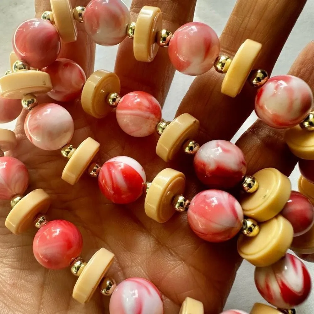 Orange and yellow Gunther beaded necklace - Image 7