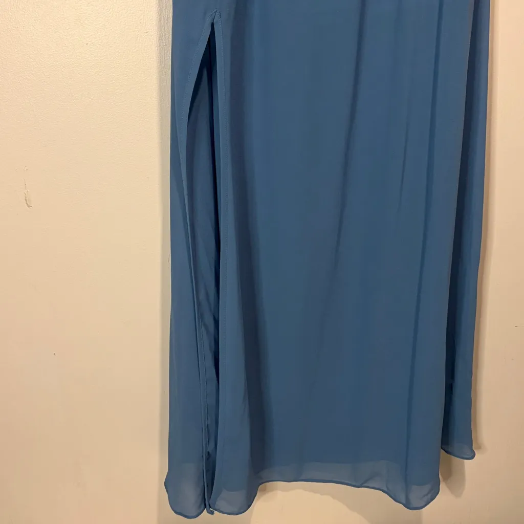 Show Me Your MuMu- Heather Halter‎ Maxi Dress Light Blue High Slit- Size Medium - Image 7
