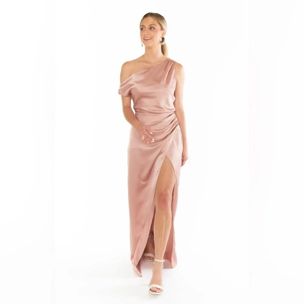 SHOW ME YOUR MUMU Jodie Dress In Rose Gold Luxe Satin - Image 4