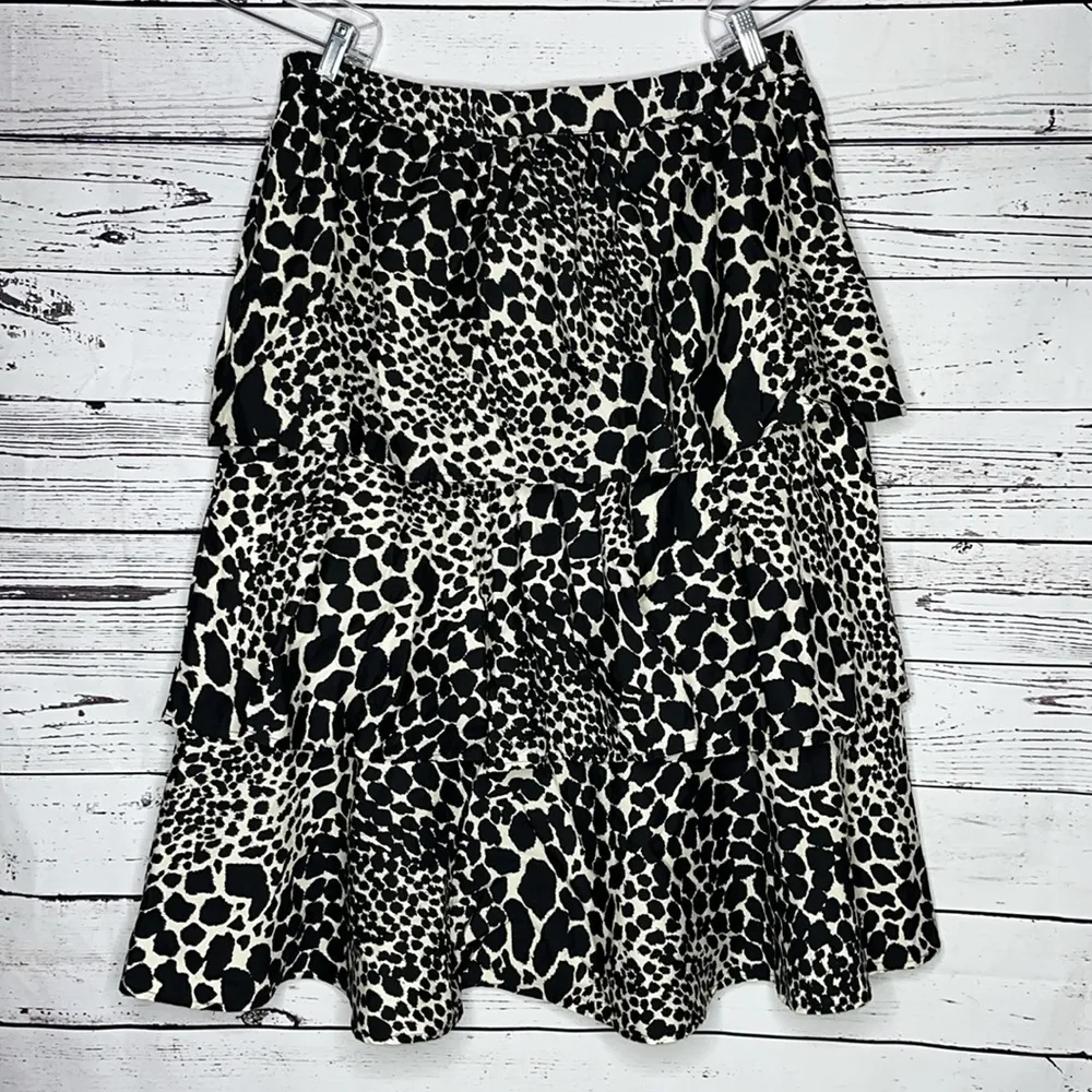 Who What Wear NWOT 16 Swirling Leopard Animal Print Tiered Ruffle A-Line Skirt - Image 3