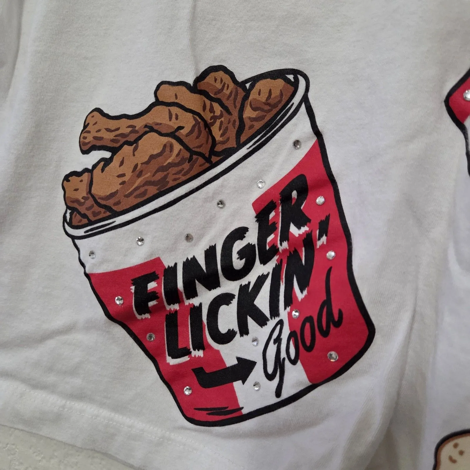 KFC Foods Print Rhinestoned Women's T - Image 2