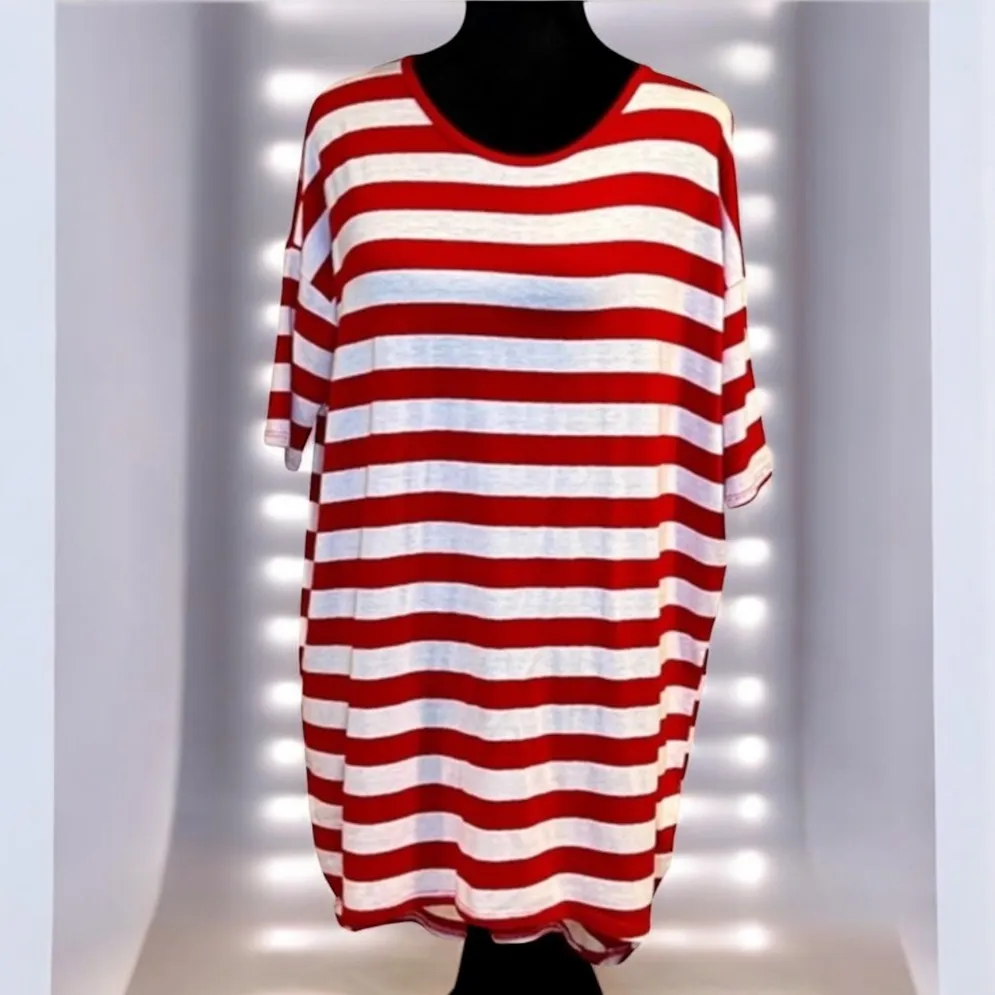 Red white striped Irma, high low hem costume Halloween & bump friendly - Image 2