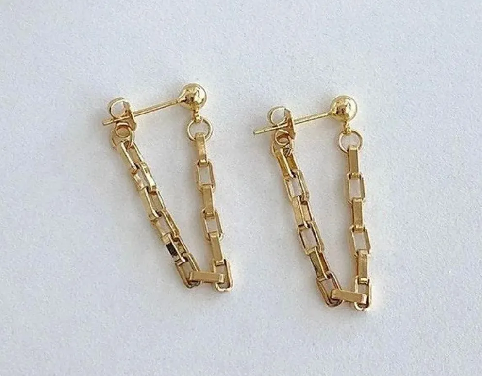 Chain Earrings, Gold Chain Earrings - Image 2