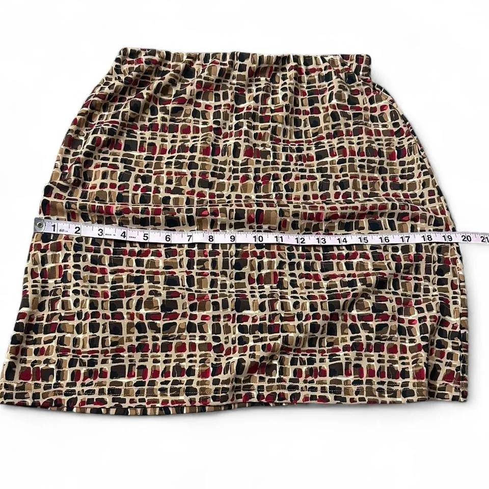 Vintage‎ Patterned Mini Skirt Brown Size undefined - Image 6
