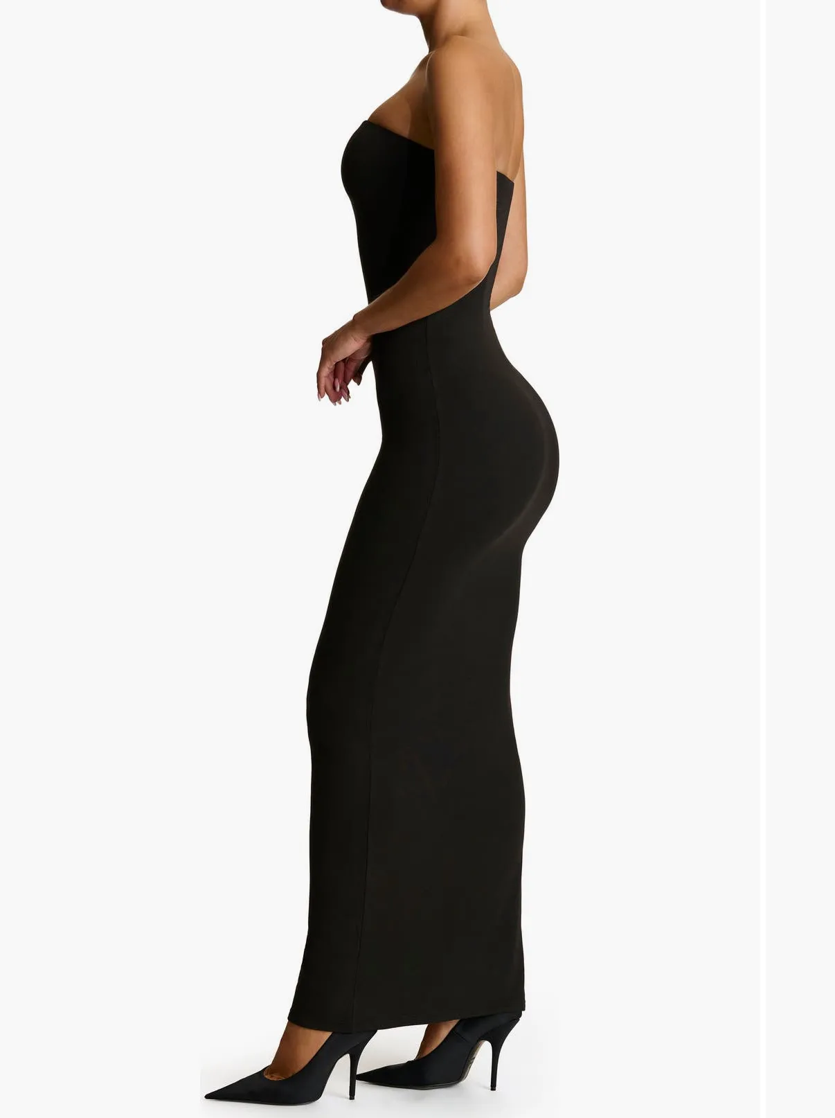 Naked Wardrobe Strapless Shirred Sheer Mesh Body-Con Dress Small - Image 3