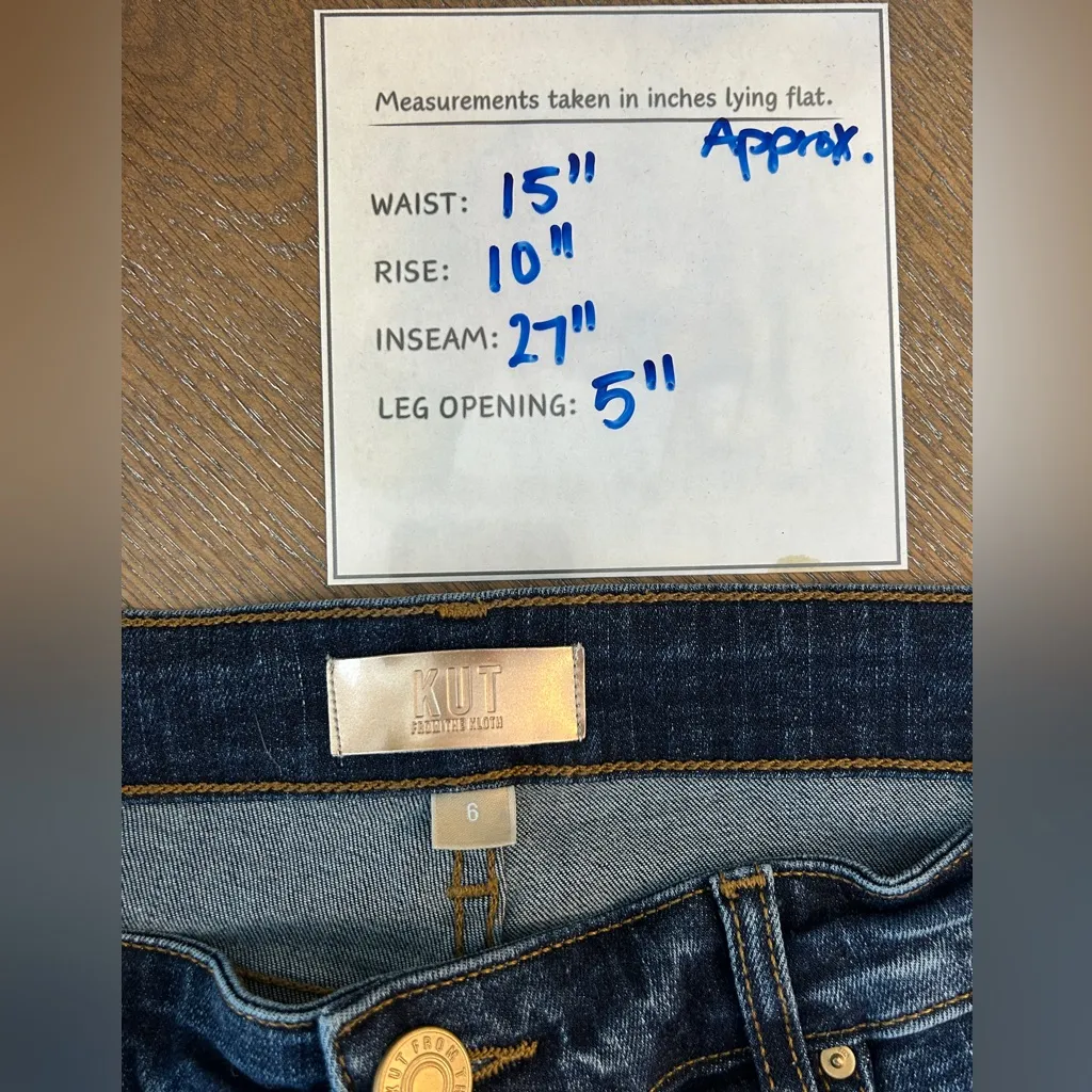 Kut from the Kloth High Rise Connie Fab Ab Ankle skinny raw hem denim size 6‎ - Image 5