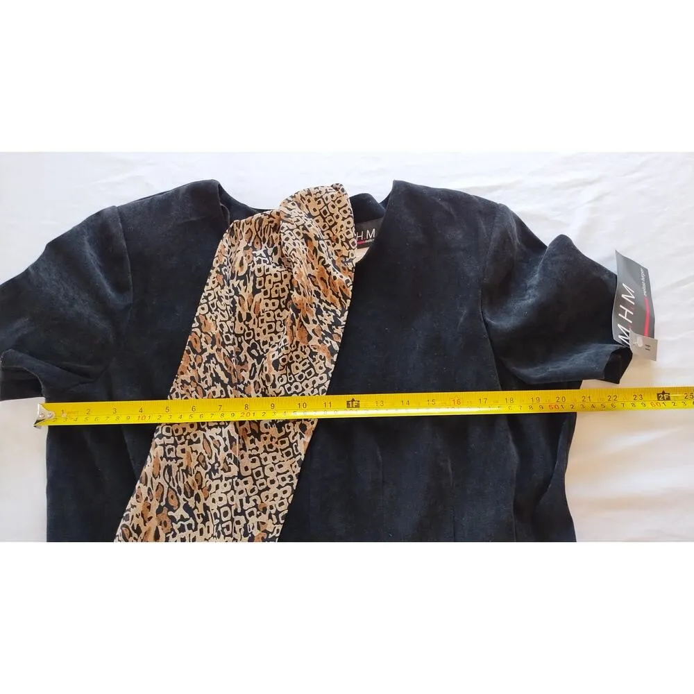 New Melissa Harper Women's Black Lined Dress Shoulder Pads Scarf Size 14 - Image 9