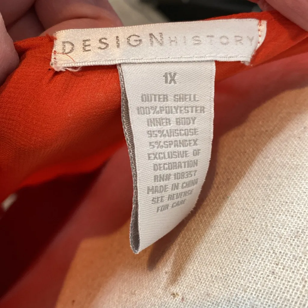 Design History 10  Rusty Orange Rhinestone Tank Flowy Size 1X - Image 4